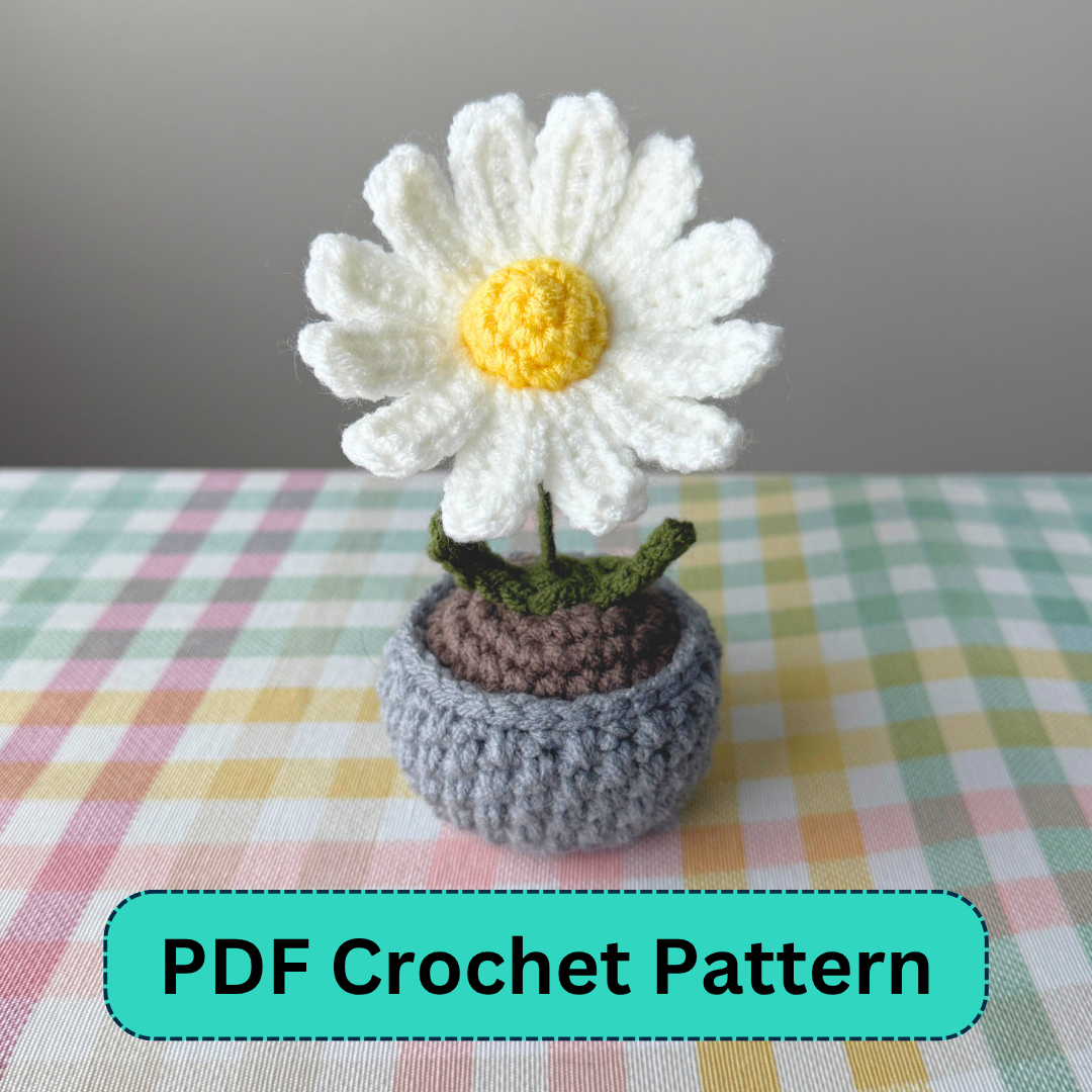Potted Daisy Flower Crochet Pattern (PDF)