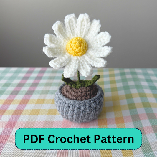 Potted Daisy Flower Crochet Pattern (PDF)