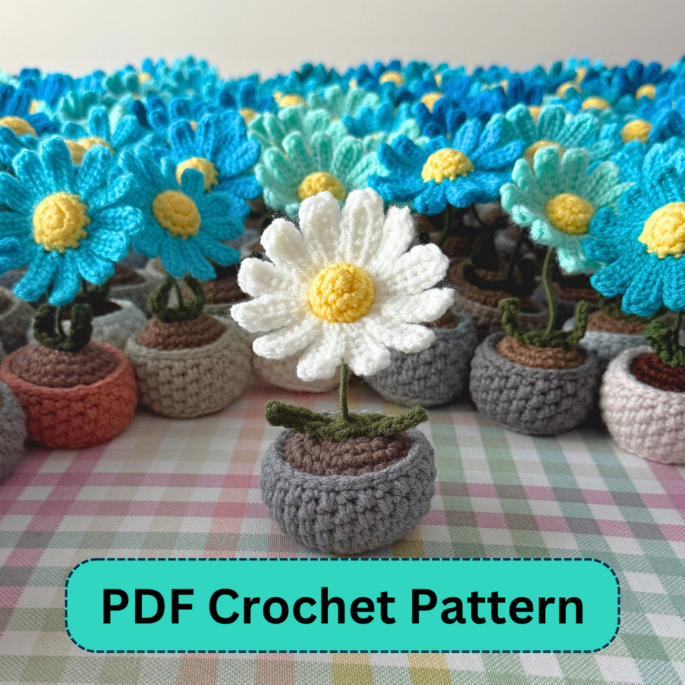 Potted Daisy Flower Crochet Pattern (PDF) – MerryMakes